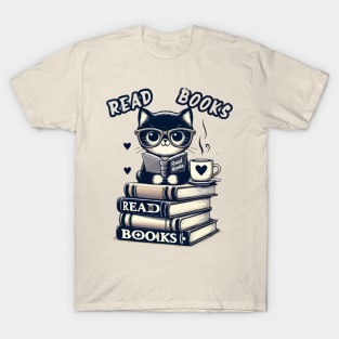 Funny cat Read Books book lovers cat lovers T-Shirt